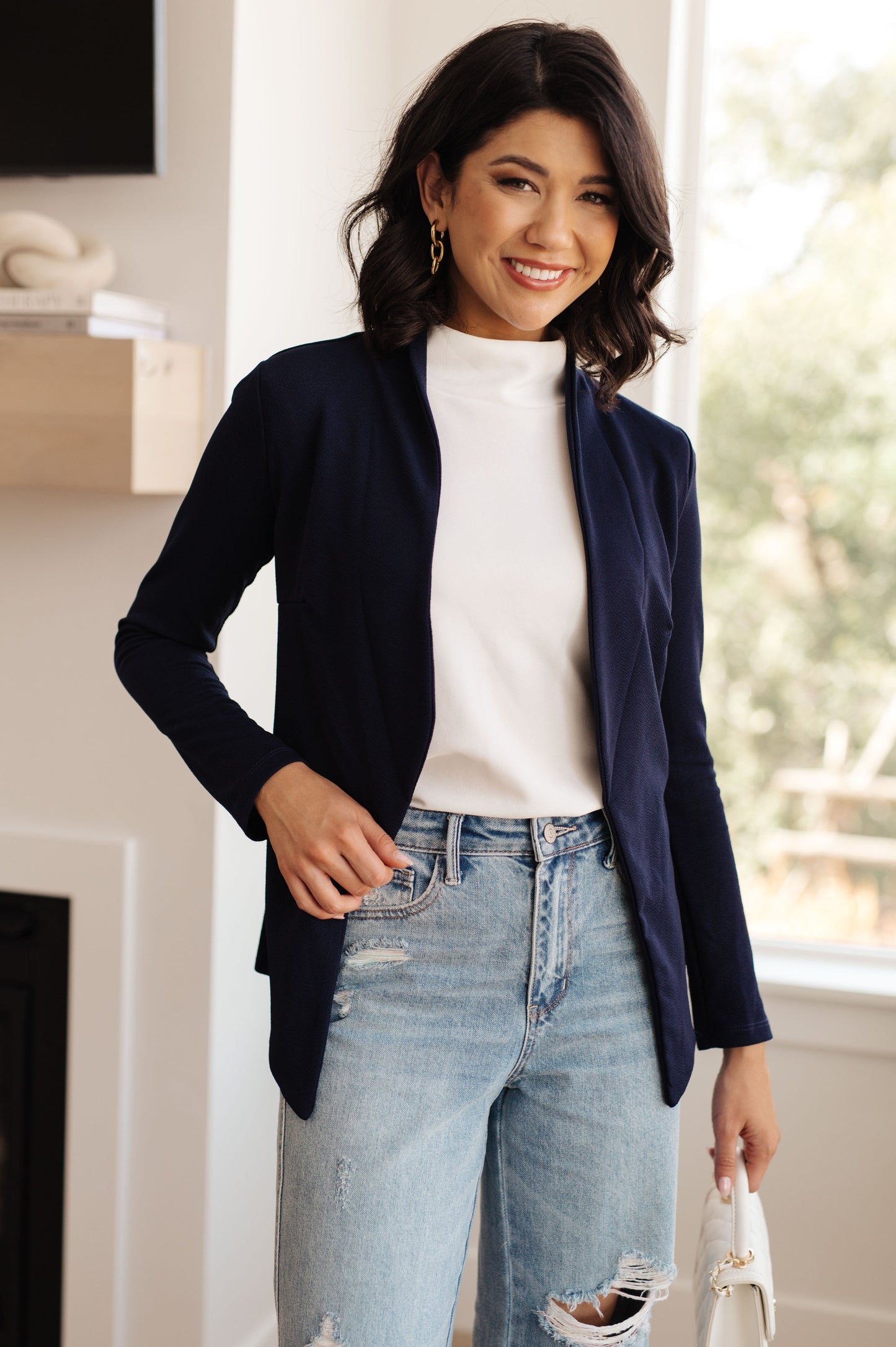 Fitted Blazer in Navy